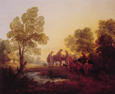 Evening Landscape Peasants and Mounted Figures Thomas Gainsborough